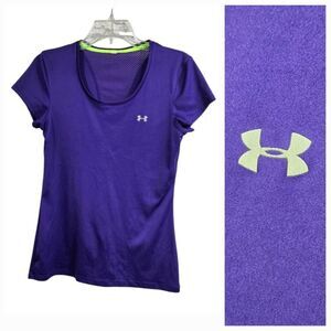Under Armour Women's Tech Mesh Jersey Tee Shirt Crew-Neck Purple Loose Heat Gear